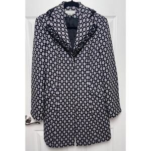 Nine West Women's Wool Blend Lined Coat Sequined Beaded Collar Lapel Size M